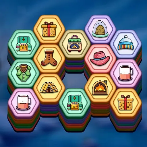 Winter Hexa Stack: Cozy Tile Matching Puzzle Game